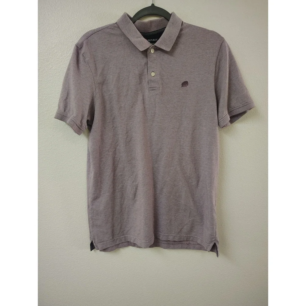 Banana Republic Mens Organic Cotton Pique Polo Shirt Mauve Purple Elephant Logo